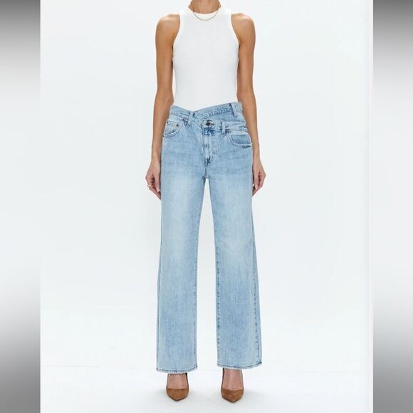 PISTOLA Bobbie mid rise loose straight leg with crossover - Picture 1 of 15